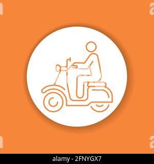Person rides scooter color glyph icon. City transport rental. Pictogram for web, mobile app, promo. UI UX design element. Stock Vector