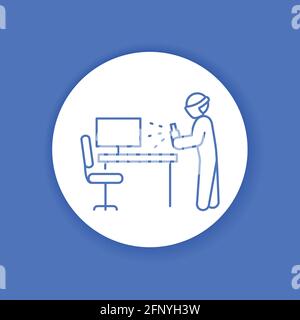 Office disinfection color glyph icon. Cleaning service. Pictogram for web, mobile app, promo. UI UX design element. Stock Vector