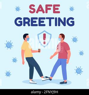 Touch-free salutations social media post mockup Stock Vector
