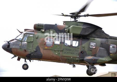 Royal Netherlands Air Force Eurocopter AS532 Cougar helicopter S-419 at Royal International Air Tattoo, RIAT, RAF Fairford, UK. Dutch military Stock Photo