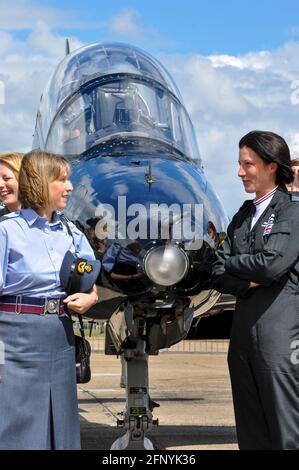 Juliette Fleming (now Williams) is pictured when she took on the role as the RAF's Hawk jet solo display pilot in 2011. Royal Air Force female roles Stock Photo