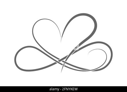 symbol of eternal love. The heart and the infinity sign. Calligraphy illustration for creative design of love declaration, Valentine's day, wedding. F Stock Vector