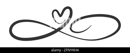 symbol of eternal love. The heart and the infinity sign. Calligraphy illustration for creative design of love declaration, Valentine's day, wedding. F Stock Vector
