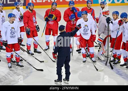 Riga, Latvia. 20th May, 2021. Czech ice hockey players attend a training session of the Czech national team within the 2021 IIHF Ice Hockey World Championship in Riga, Latvia, on May 20, 2021. Credit: Vit Simanek/CTK Photo/Alamy Live News Stock Photo