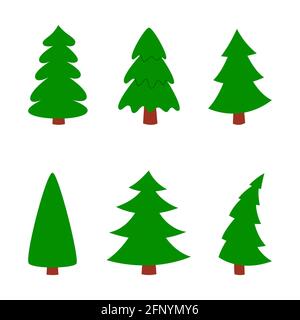 Christmas trees on white isolated background, set. illustration. Stock Photo