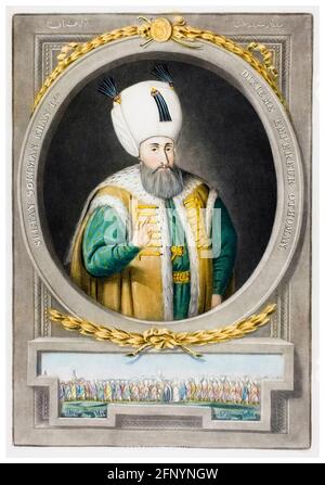 Suleyman I of Turkey (Suleiman the Magnificent) (1494-1566), 10th Sultan of the Ottoman Empire (1520-1566), portrait engraving by John Young, 1815 Stock Photo