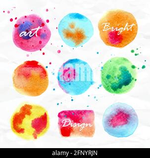 Set of watercolor stains bright design elements Stock Vector