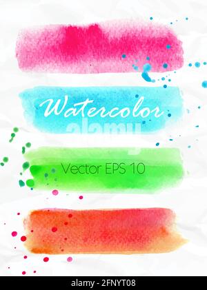 Set of watercolor stripes bright design elements Stock Vector