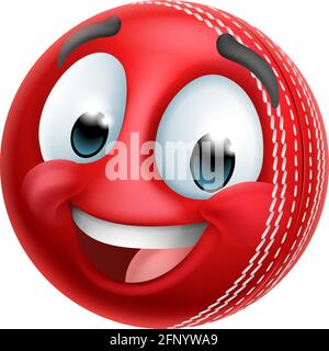 Cricket Ball Emoticon Face Emoji Cartoon Icon Stock Vector