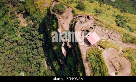 Aerial shot, Tikona Fort, Maharashtra, India Stock Photo