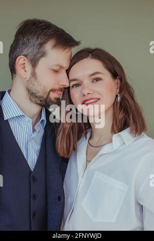 Portrait of a beautiful couple standing next to each other Stock Photo