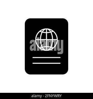 Passport black silhouette icon. Personal document symbol. Travel concept. Vector isolated on white Stock Vector