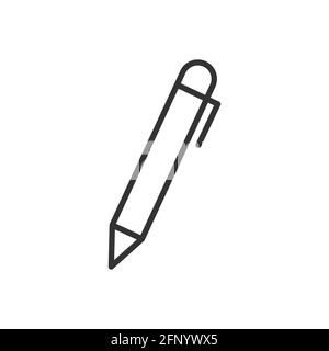 Pen line icon. Black pen outline sign. Vector illustration isolated on white. Stock Vector