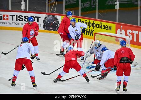 Riga, Latvia. 20th May, 2021. Czech ice hockey players attend a training session of the Czech national team within the 2021 IIHF Ice Hockey World Championship in Riga, Latvia, on May 20, 2021. Credit: Vit Simanek/CTK Photo/Alamy Live News Stock Photo