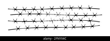 Barbed wire elements. Protect fence concept. Vector illustration isolated on white Stock Vector