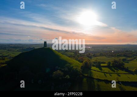 Glastonbury Tor Aerial Photos Stock Photo