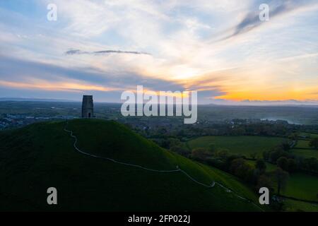 Glastonbury Tor Aerial Photos Stock Photo