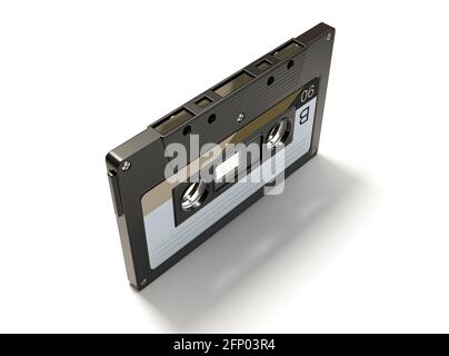 A concept showing a vintage audio cassette tape on an isolated background - 3D render Stock Photo