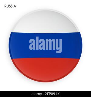 Russian Federation flag icon in modern neomorphism style. Button for mobile application or web. Vector on white background Stock Vector