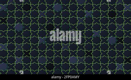 Green backdrop and abstract background of black figures Stock Vector