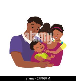 Happy African American family together. International family day Stock Vector