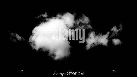 white Clouds isolated on black background. Stock Photo