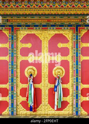 Kapan buddhist monastery door detail, Nepal Stock Photo