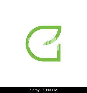 letter e eco leaf green color thin geometric line logo vector Stock Vector