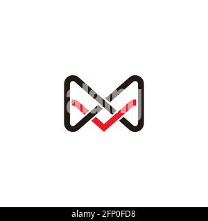 letter mv linked infinity line logo vector Stock Vector