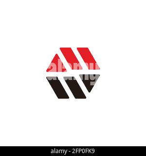 letters mw stripes geometric hexagon logo vector Stock Vector