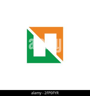 abstract letter n arrows square negative space logo vector Stock Vector