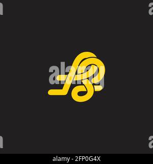 letter ps curves overlap 3d flat logo vector Stock Vector