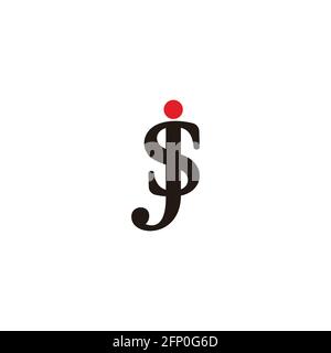 letter sj simple flat linked font logo vector Stock Vector