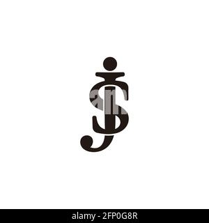 letter js simple linked overlapping font logo vector Stock Vector