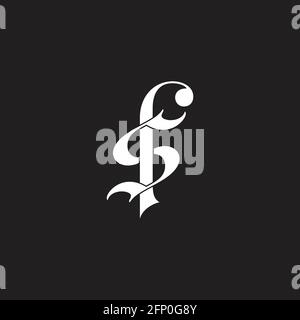 letter fs simple linked overlapping flat logo vector Stock Vector