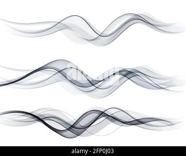 Vector abstract flowing wave lines isolated on white background. Design element for technology, science, modern concept. Stock Vector