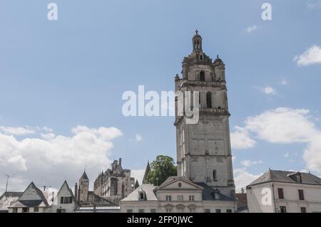Scenic view of the famous St. Antoine Tower in the Loire Valley, France Stock Photo