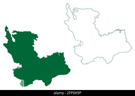 Dewas district (Madhya Pradesh State, Ujjain division, Republic of India) map vector illustration, scribble sketch Dewas map Stock Vector