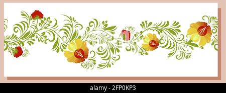 ethnic Ukrainian pattern. Scythia. Traditional Scythian culture. Seamless border. Abstract flowers on a white background. set for design of clothes Stock Vector