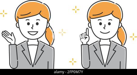 Office worker guiding someone around. Vector illustration isolated on white background. Stock Vector