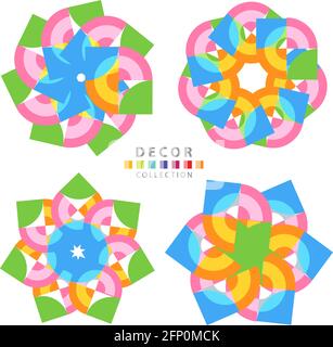 Decorative colorful flower element set Stock Vector