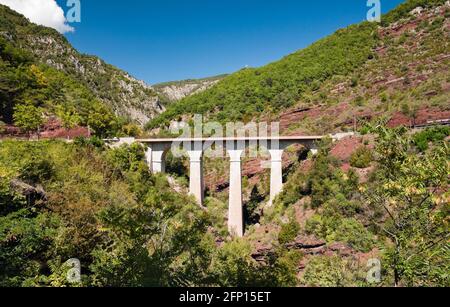 Bridge on the D2202 scenic road, Gorges de Daluis, Alpes-Maritimes (06), Provence-Alpes-Cote d'Azur region, France. Stock Photo