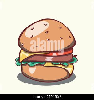 cute cartoon hamburger with cheese Stock Vector