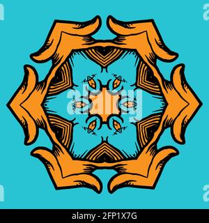 Colorized hand drawn vector ornament for creative use in design Stock Vector
