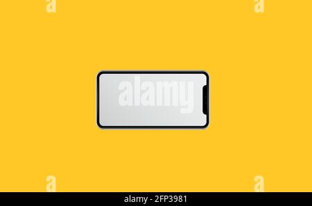 Smartphone mock up with blank screen, isolated on yellow. Vector Stock Vector