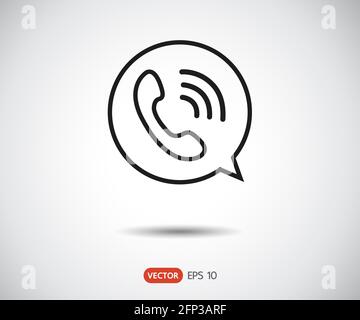 Phone Call vector icon. Style is flat symbol, gray color, rounded ...