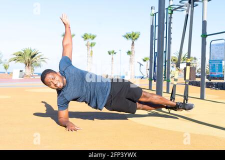 Sport workout of caoucasian and african american men Stock Photo