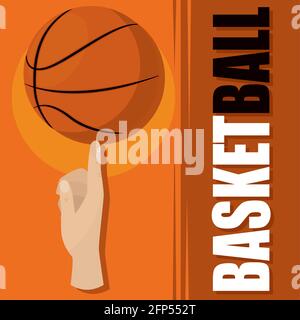 Basketball ball on a human finger Basketball poster Vector illustration Stock Vector