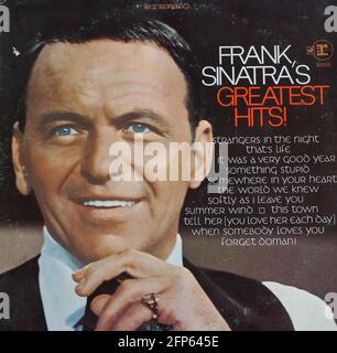 Jazz and easy listening musician, Frank Sinatra music album on vinyl record LP disc. Titled: Frank Sinatra's Greatest Hits album cover