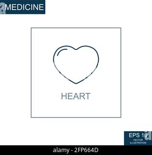 Abstract web icon, science medicine heart - Vector illustration Stock Vector